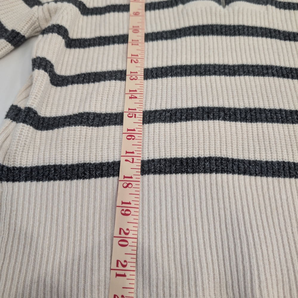 Free Assembly Unisex Half Zip Sweater Size Small Chunky Knit Black Stripes - Picture 9 of 12